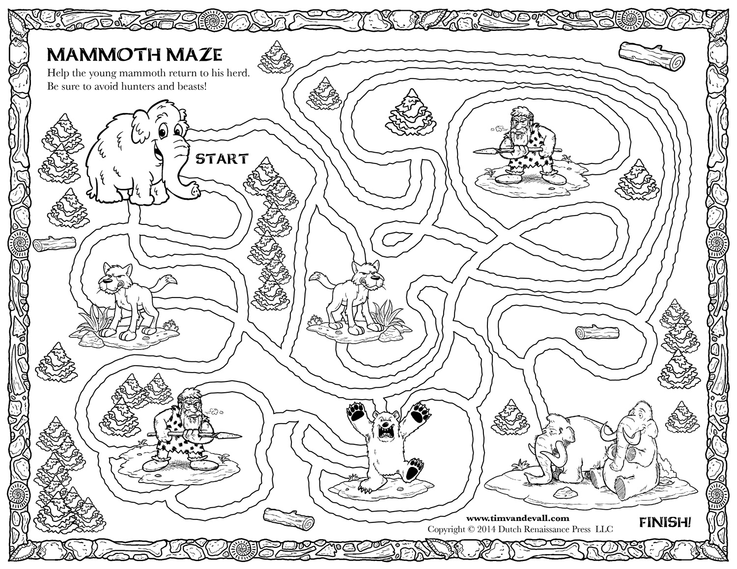 Woolly Mammoth Printable Maze Tim s Printables