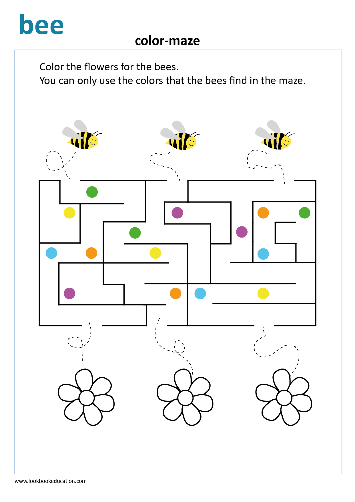 Worksheet Color Maze Bee LookbookEducation