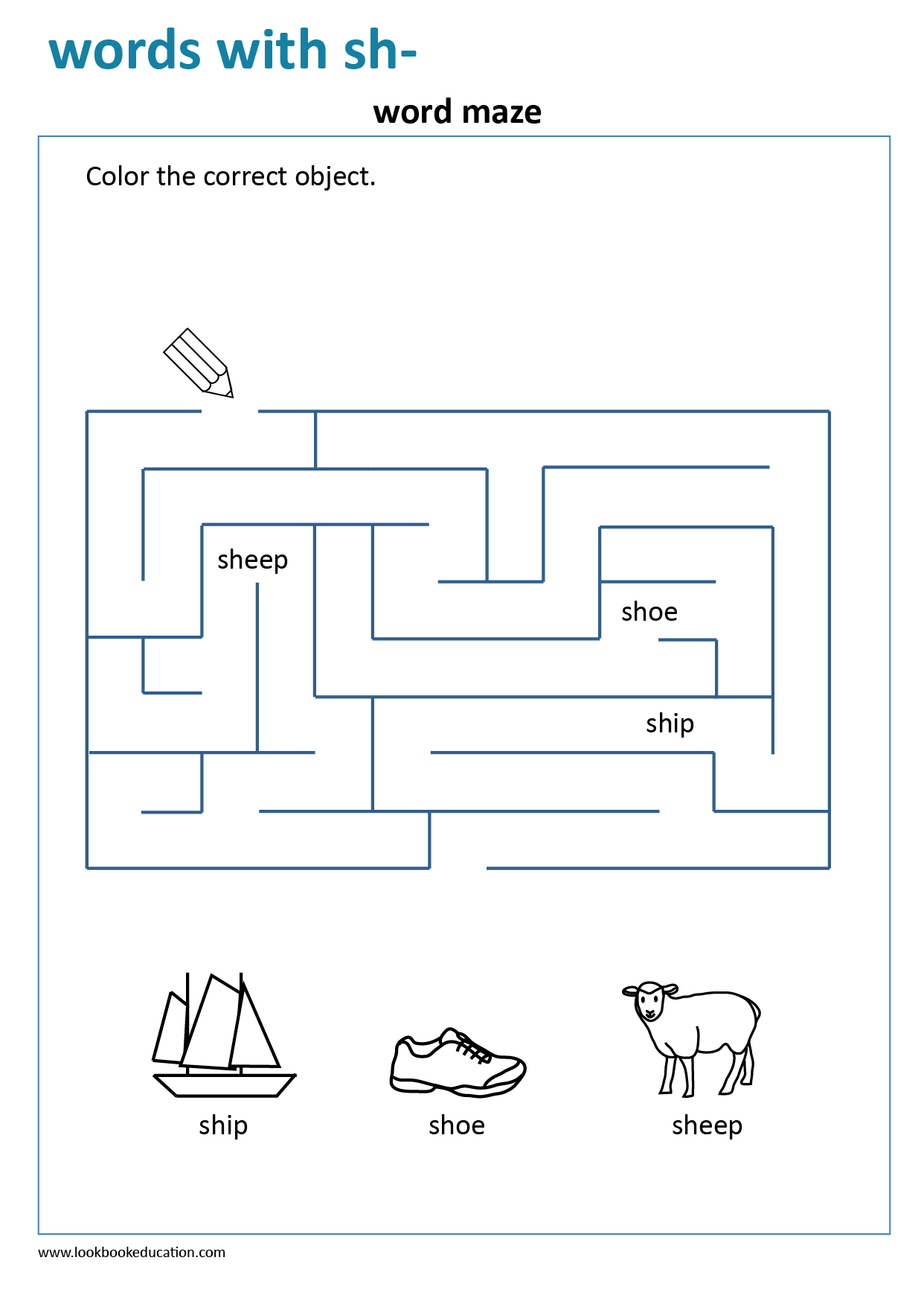 Worksheet Maze Words With Sh LookbookEducation