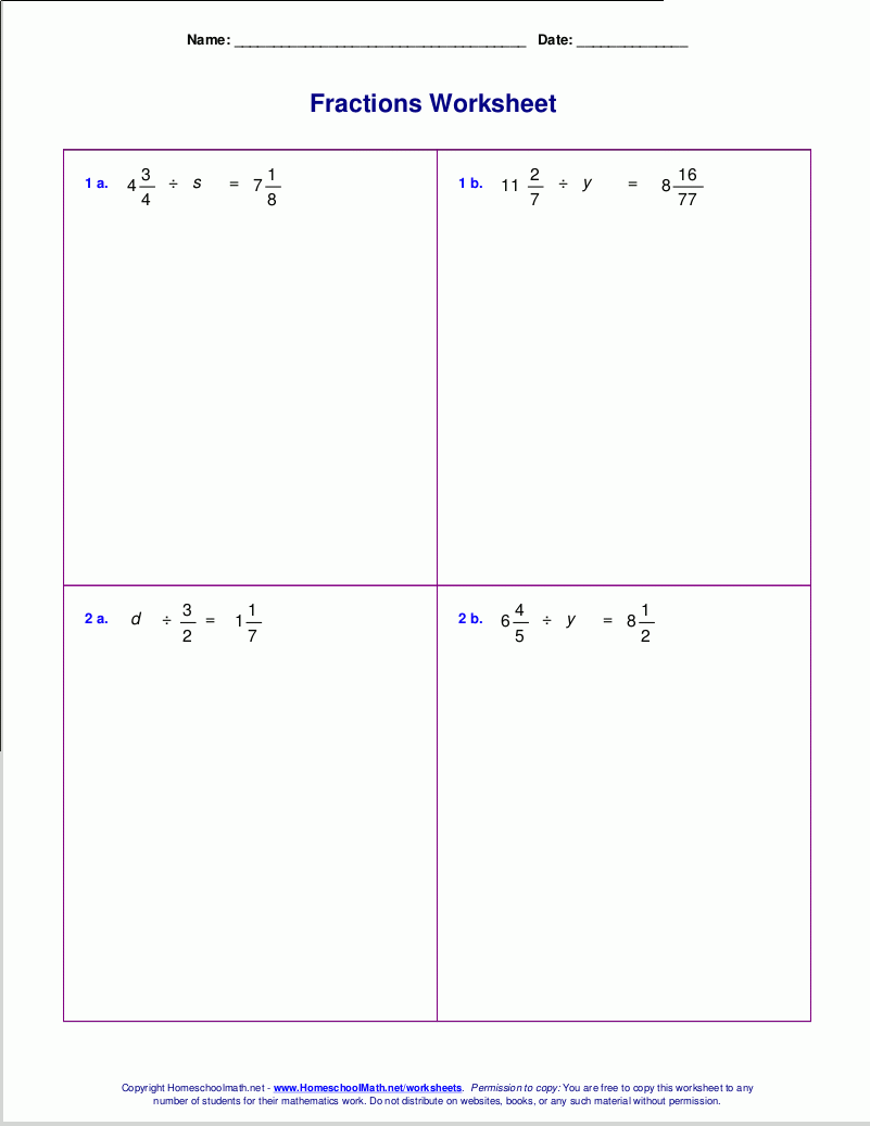 Worksheets For Fraction Multiplication