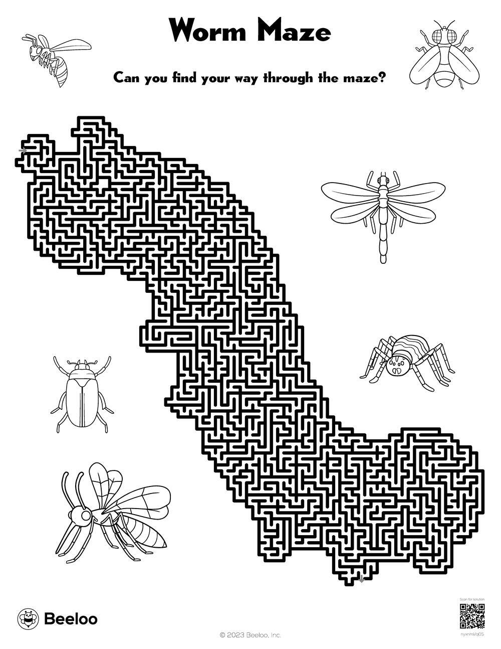 Worm Maze Beeloo Printable Crafts And Activities For Kids