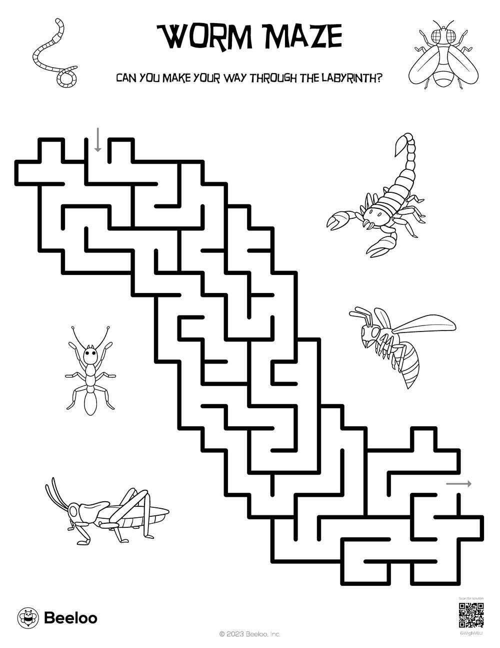 Worm Maze Beeloo Printable Crafts And Activities For Kids