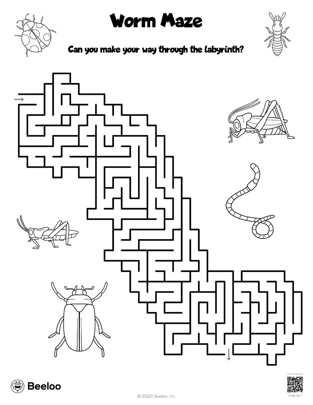 Worm Maze Beeloo Printable Crafts And Activities For Kids