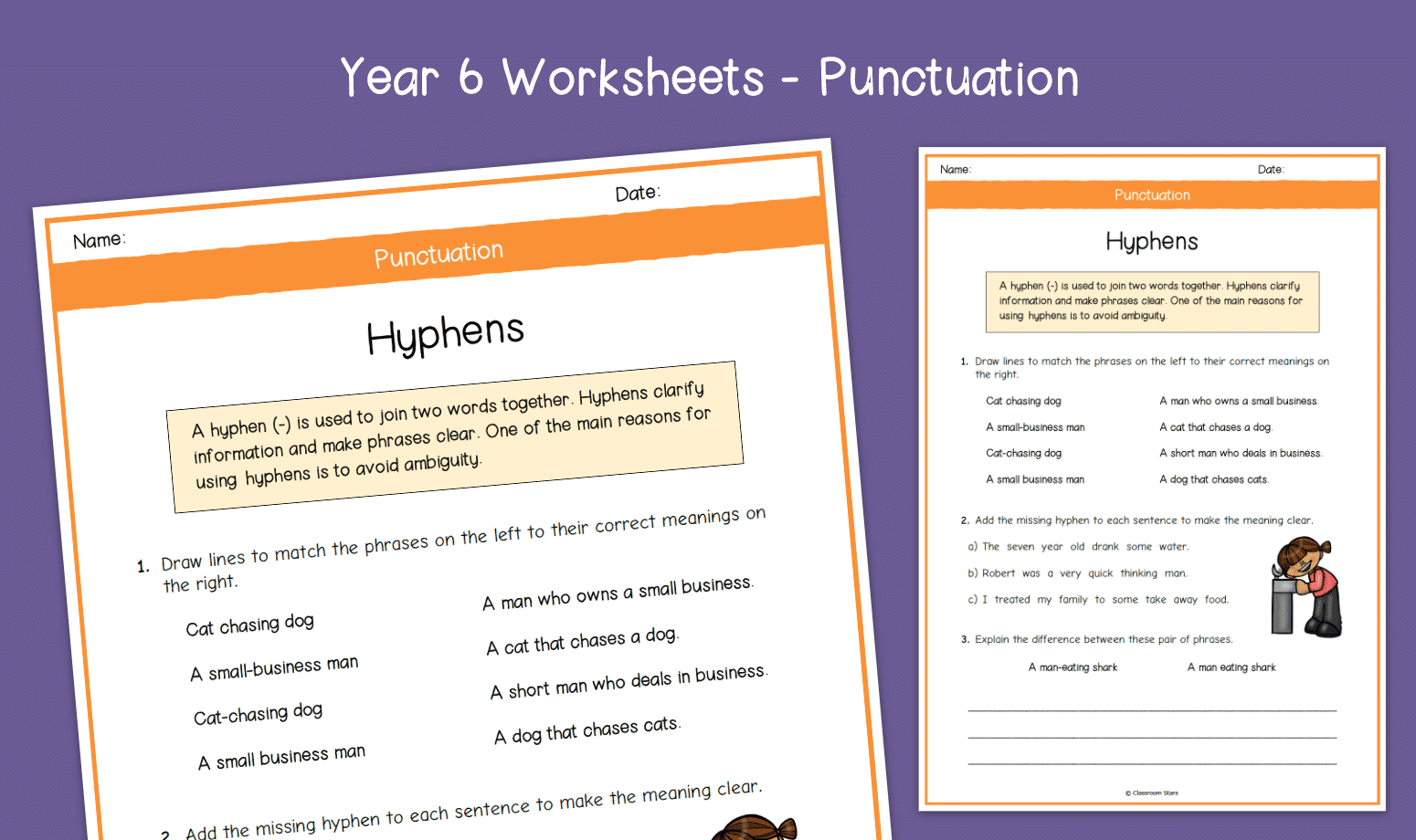 Year 6 Using Hyphens Worksheets KS2 Punctuation Primary English